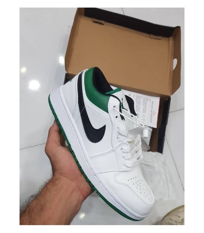 کفش پیاده روی نایک جردن وان بدون ساق سفید سبز Nike air jordan 1 low green