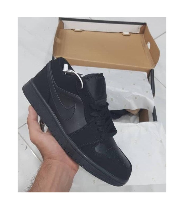 کفش پیاده روی نایک جردن وان بدون ساق مشکی جیر Nike jordan 1 low full black
