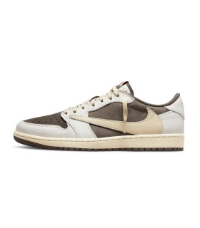 کفش پیاده روی نایک جردن وان بدون ساق تراویس اسکات کرم قهوه ای موکا Nike air jordan 1 low travis scott Mocha