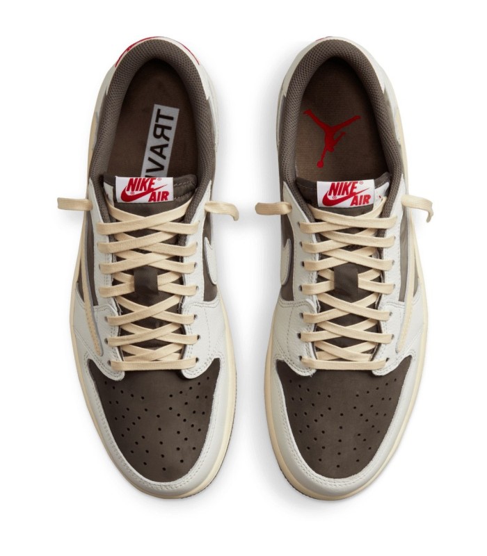 کفش پیاده روی نایک جردن وان بدون ساق تراویس اسکات کرم قهوه ای موکا Nike air jordan 1 low travis scott Mocha