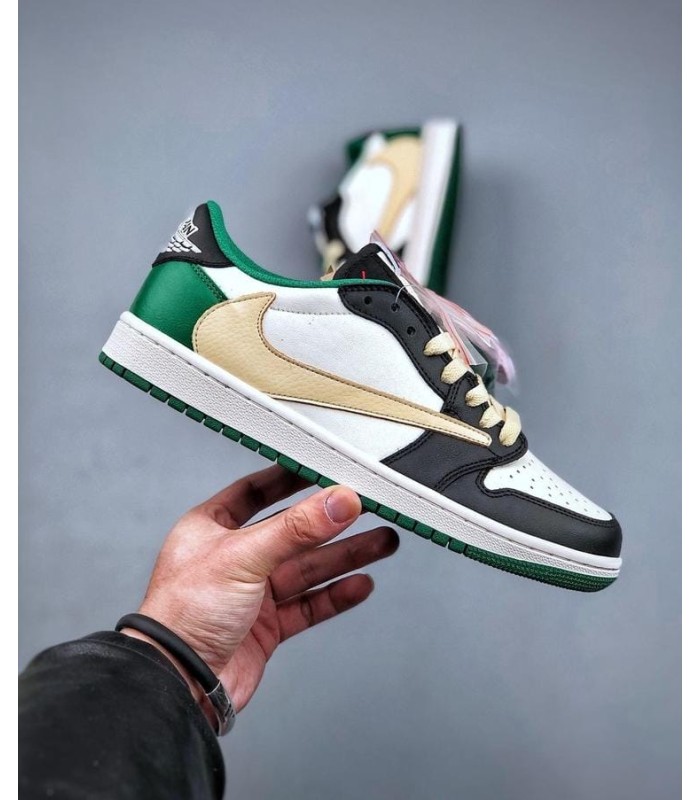 کفش پیاده روی نایک جردن وان بدون ساق تراویس اسکات Nike air jordan 1 low travis scott green