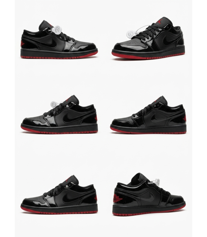کفش پیاده روی نایک ایر جردن وان بدون ساق ورنی مشکی Nike air jordan 1 low full black