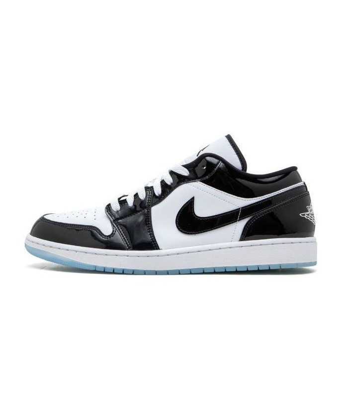 کفش پیاده روی نایک ایر جردن وان بدون ساق ورنی مشکی سفید Nike jordan 1 low vernie