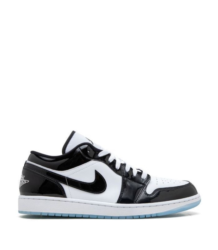 کفش پیاده روی نایک ایر جردن وان بدون ساق ورنی مشکی سفید Nike jordan 1 low vernie