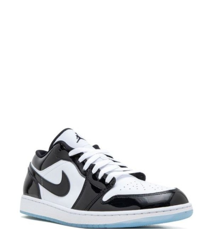 کفش پیاده روی نایک ایر جردن وان بدون ساق ورنی مشکی سفید Nike jordan 1 low vernie