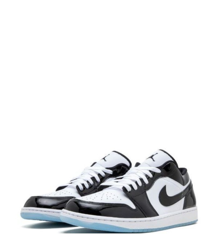 کفش پیاده روی نایک ایر جردن وان بدون ساق ورنی مشکی سفید Nike jordan 1 low vernie