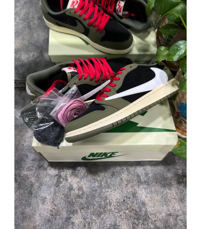 کفش پیاده روی نایک ایر جردن وان بدون ساق تراویس اسکات Nike air Travis Scott Olive Green