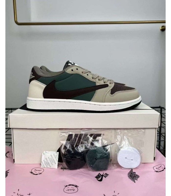 کفش پیاده روی نایک ایر جردن وان بدون ساق تراویس اسکات فراگمنت  Nike air jordan 1 low Travis Scott Fragment Green