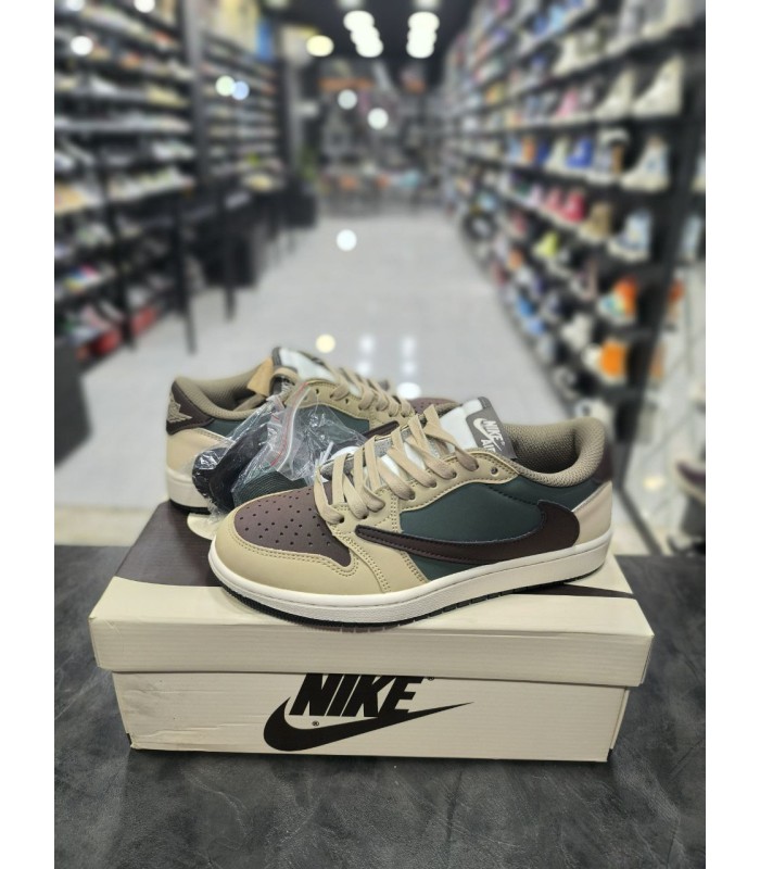 کفش پیاده روی نایک ایر جردن وان بدون ساق تراویس اسکات فراگمنت  Nike air jordan 1 low Travis Scott Fragment Green