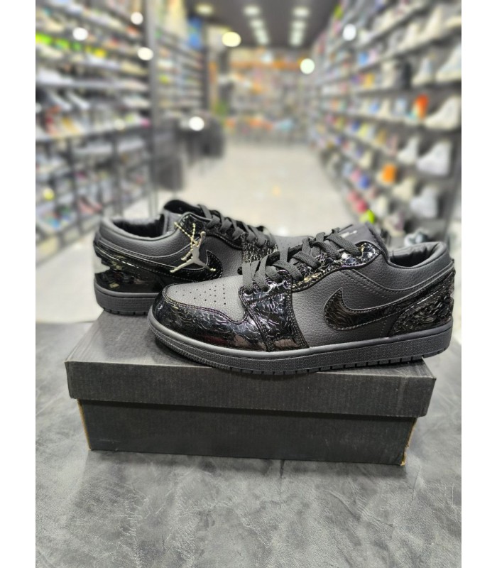کفش پیاده روی نایک ایر جردن وان بدون ساق ورنی مشکی Nike Air Jordan 1 low black Patent Elephant