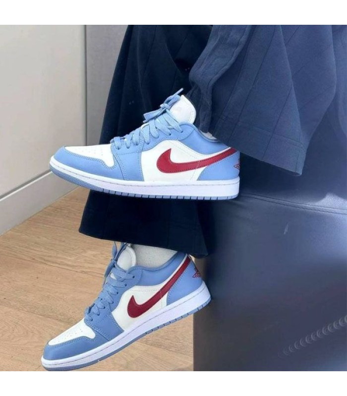 کفش پیاده روی نایک ایر جردن وان بدون ساق Nike Air Jordan 1 Low Blue Whisper Dune Red