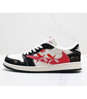 کفش پیاده روی نایک ایر جردن وان بدون ساق تراویس اسکات کواز Nike Air Jordan 1 low Travis Scott Kaws Red Black