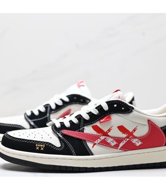 کفش پیاده روی نایک ایر جردن وان بدون ساق تراویس اسکات کواز Nike Air Jordan 1 low Travis Scott Kaws Red Black