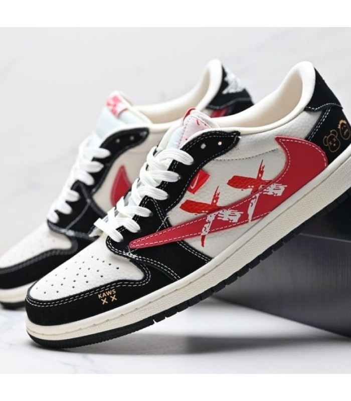 کفش پیاده روی نایک ایر جردن وان بدون ساق تراویس اسکات کواز Nike Air Jordan 1 low Travis Scott Kaws Red Black