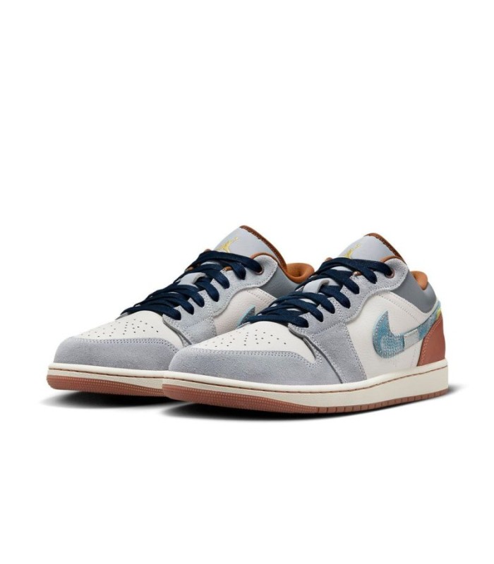 کفش پیاده روی نایک ایر جردن وان بدون ساق فانتوم ریپیر Nike air jordan 1 low SE Phantom Repaired Denim Swoosh