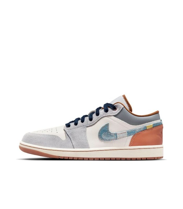 کفش پیاده روی نایک ایر جردن وان بدون ساق فانتوم ریپیر Nike air jordan 1 low SE Phantom Repaired Denim Swoosh