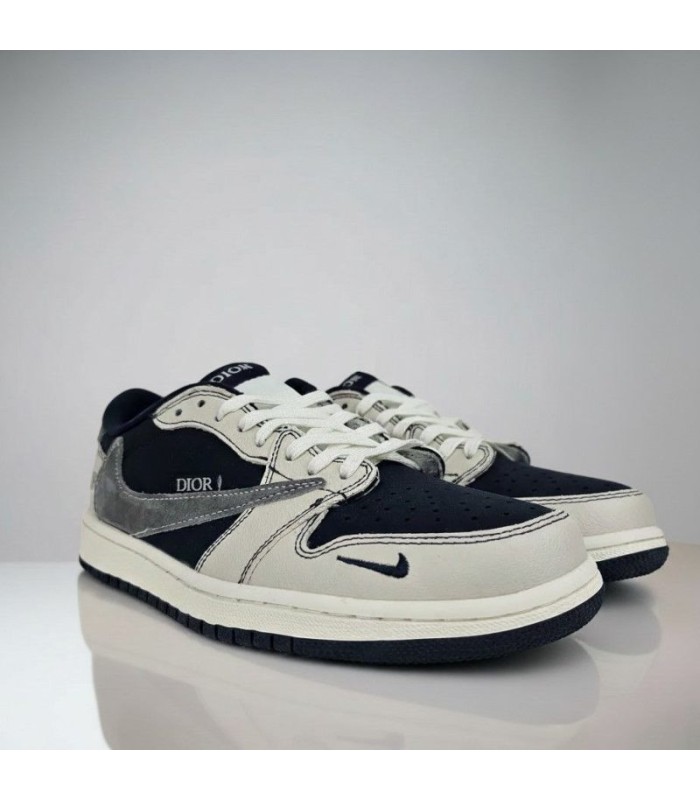 کفش پیاده روی نایک ایر جردن وان بدون ساق تراویس اسکات دیور Nike air jordan 1 low Travis Scott Dior Navy Grey