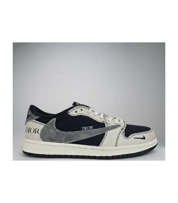 کفش پیاده روی نایک ایر جردن وان بدون ساق تراویس اسکات دیور Nike air jordan 1 low Travis Scott Dior Navy Grey