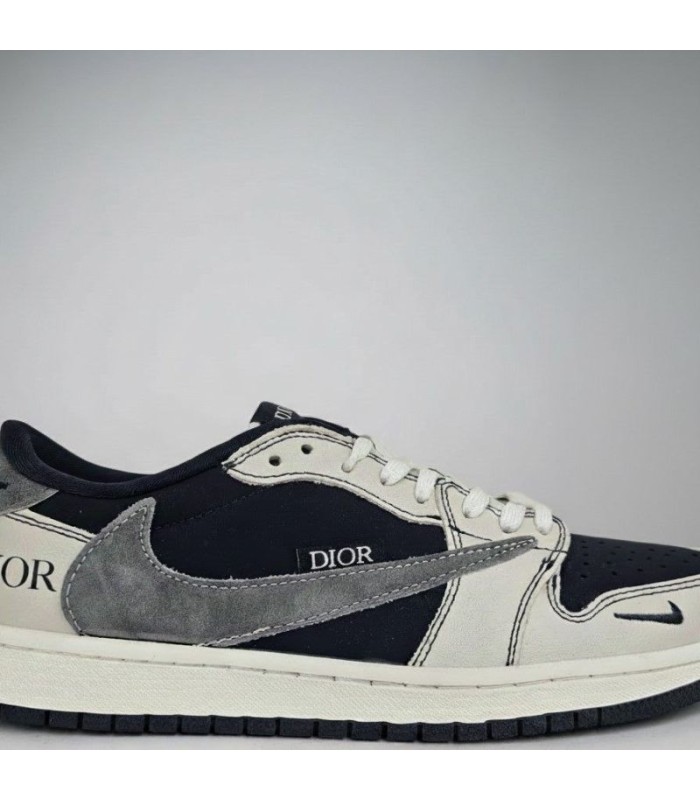 کفش پیاده روی نایک ایر جردن وان بدون ساق تراویس اسکات دیور Nike air jordan 1 low Travis Scott Dior Navy Grey