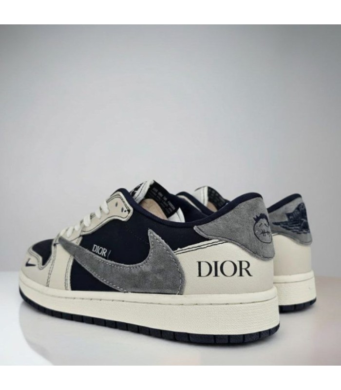 کفش پیاده روی نایک ایر جردن وان بدون ساق تراویس اسکات دیور Nike air jordan 1 low Travis Scott Dior Navy Grey