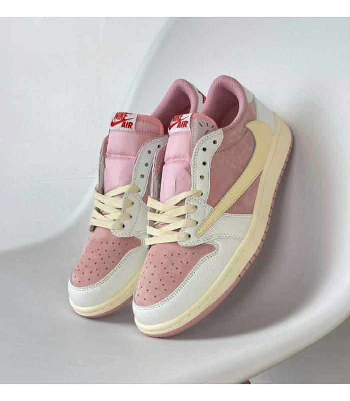 کفش پیاده روی نایک ایر جردن وان بدون ساق تراویس اسکات Nike air jordan 1 low travis scott pink