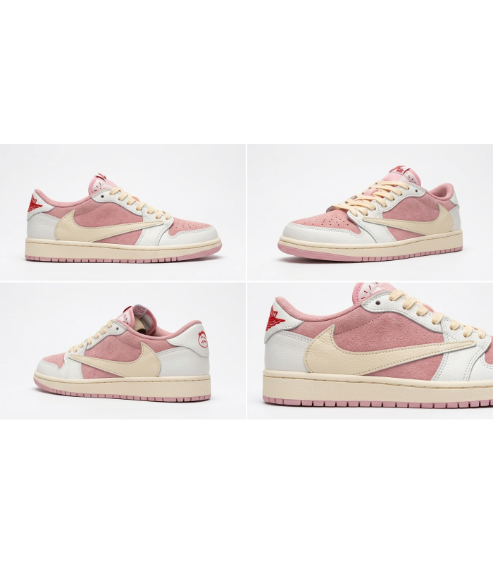کفش پیاده روی نایک ایر جردن وان بدون ساق تراویس اسکات Nike air jordan 1 low travis scott pink