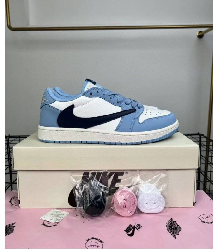 کفش پیاده روی نایک ایر جردن وان بدون ساق تراویس اسکات Nike air jordan 1 low Travis Scott UNC Blue