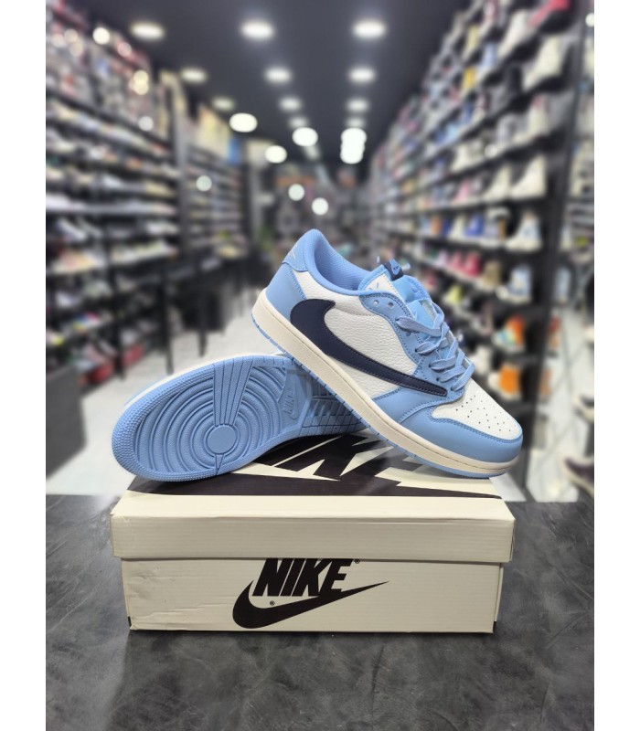 کفش پیاده روی نایک ایر جردن وان بدون ساق تراویس اسکات Nike air jordan 1 low Travis Scott UNC Blue
