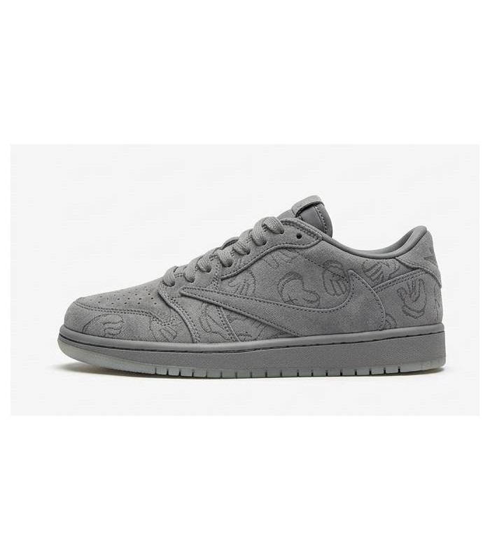 کفش پیاده روی نایک ایر جردن وان بدون ساق تراویس اسکات کواز Nike air jordan 1 low Travis Scott kaws gray