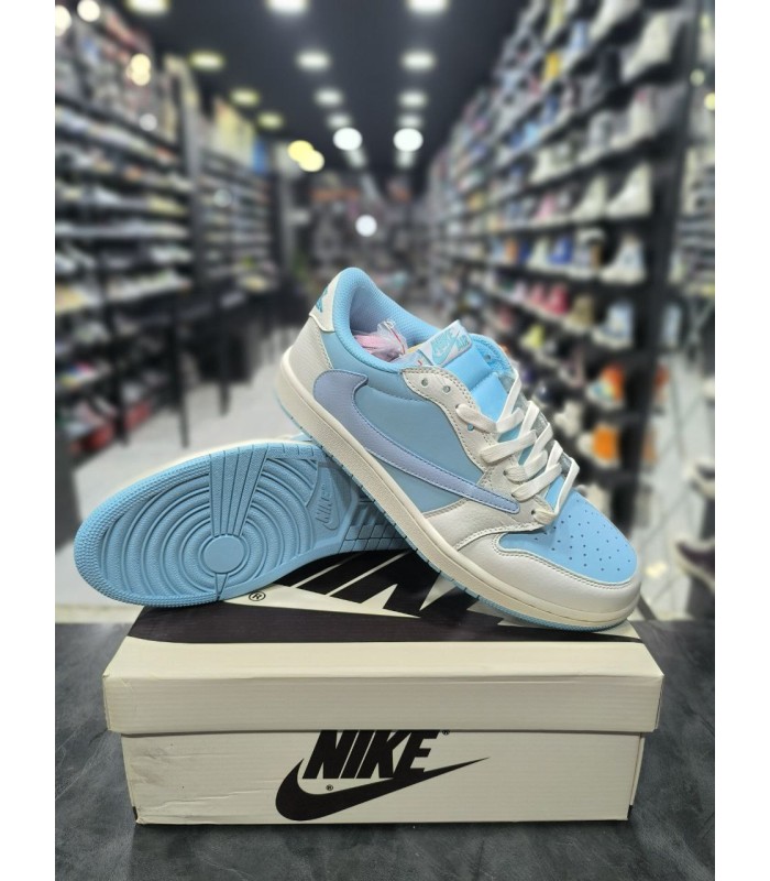 کفش پیاده روی نایک ایر جردن وان بدون ساق تراویس اسکات فرگمنت Nike air jordan 1 low Travis Scott Fragment Blue