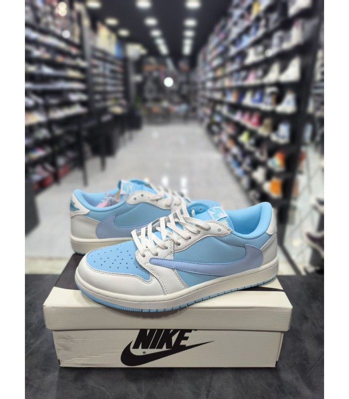 کفش پیاده روی نایک ایر جردن وان بدون ساق تراویس اسکات فرگمنت Nike air jordan 1 low Travis Scott Fragment Blue