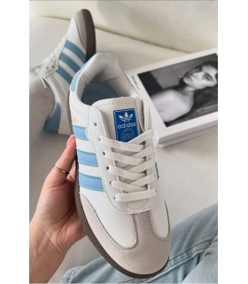 کفش پیاده روی آدیداس سامبا سفید آبی Adidas samba blue