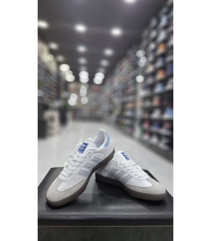 کفش پیاده روی آدیداس سامبا سفید آبی Adidas samba blue