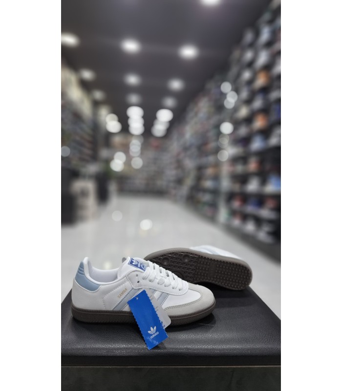 کفش پیاده روی آدیداس سامبا سفید آبی Adidas samba blue