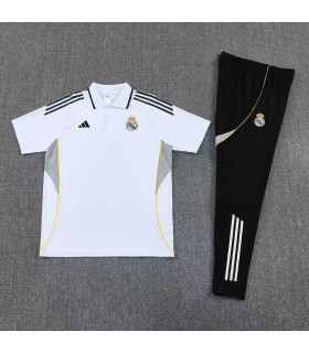 پلوشرت شلوار باشگاهی رئال مادرید سفید Polo shirt and pants Real Madrid W