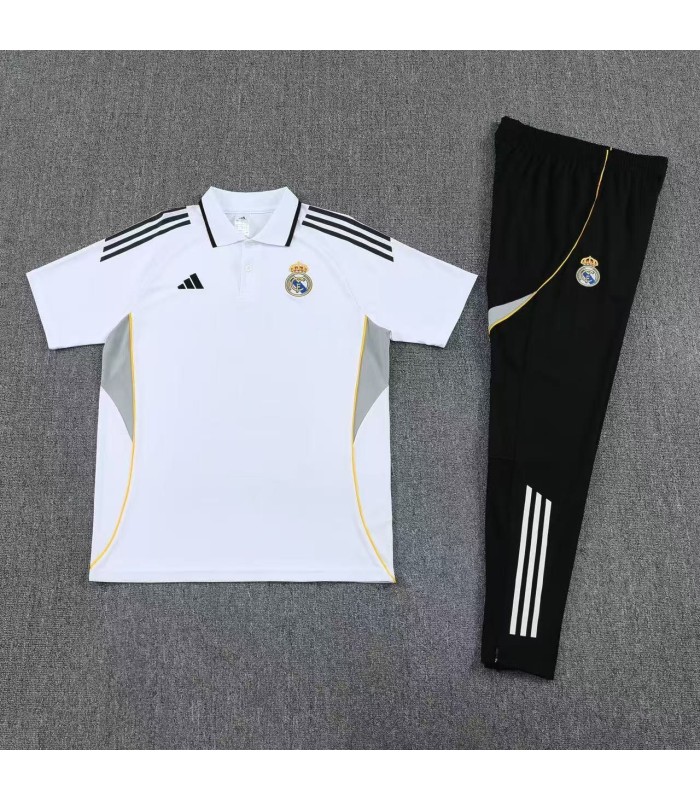 پلوشرت شلوار باشگاهی رئال مادرید سفید Polo shirt and pants Real Madrid W