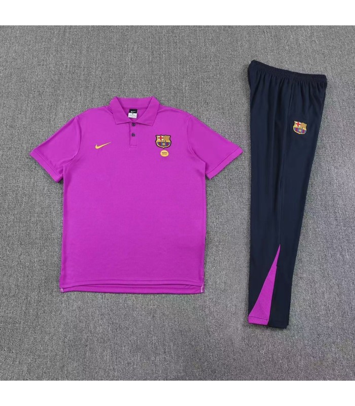 پلوشرت شلوار باشگاهی بارسلونا بنفش Polo shirt and pants Barcelona PU