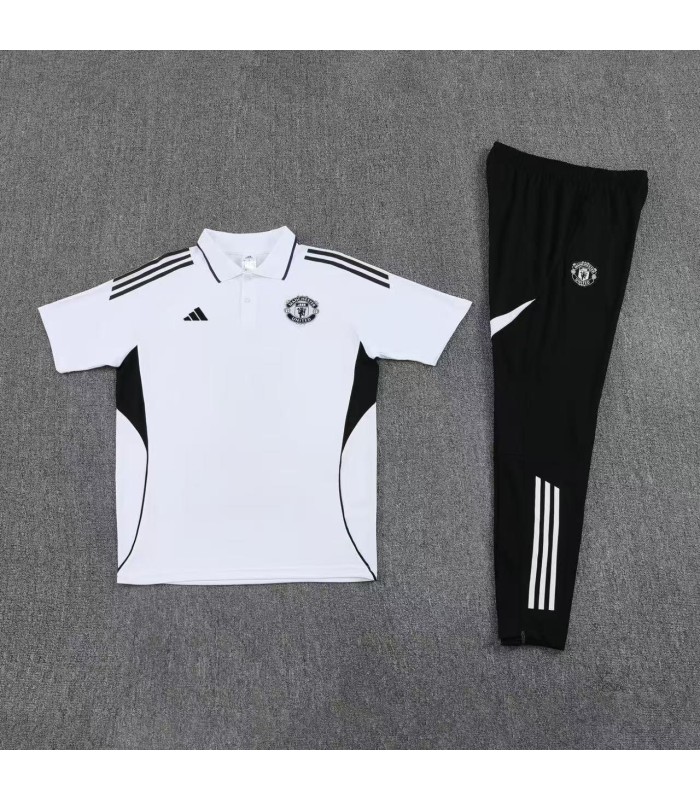 پلوشرت شلوار باشگاهی منچستر یونایتد سفید Polo shirt and pants Manchester United