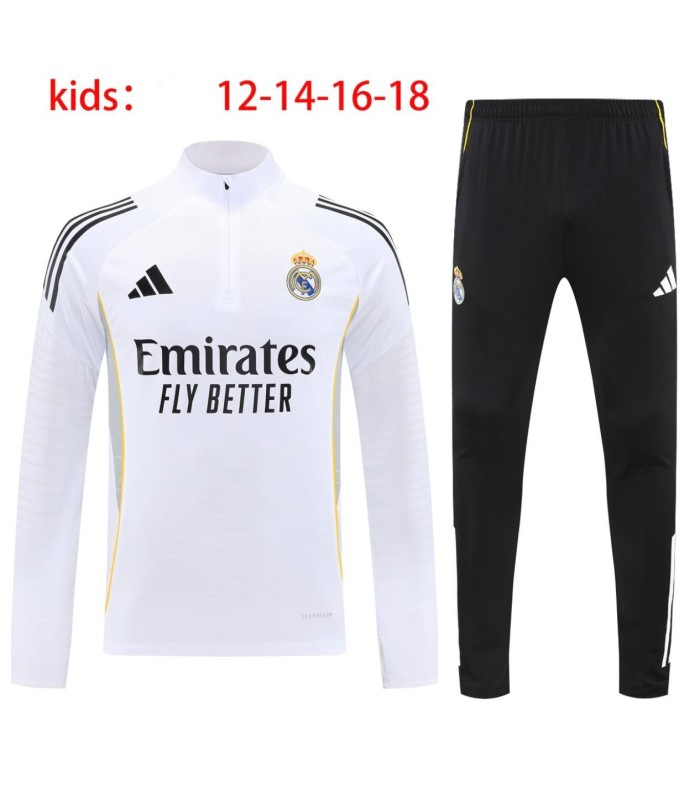 گرمکن شلوار نیم زیپ بچگانه تیم رئال مادرید سفید Real Madrid Kid's sweatpants