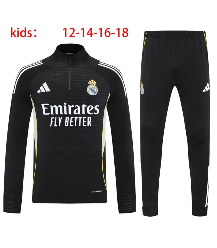 گرمکن شلوار نیم زیپ بچگانه تیم رئال مادرید مشکی Real Madrid Kid's sweatpants