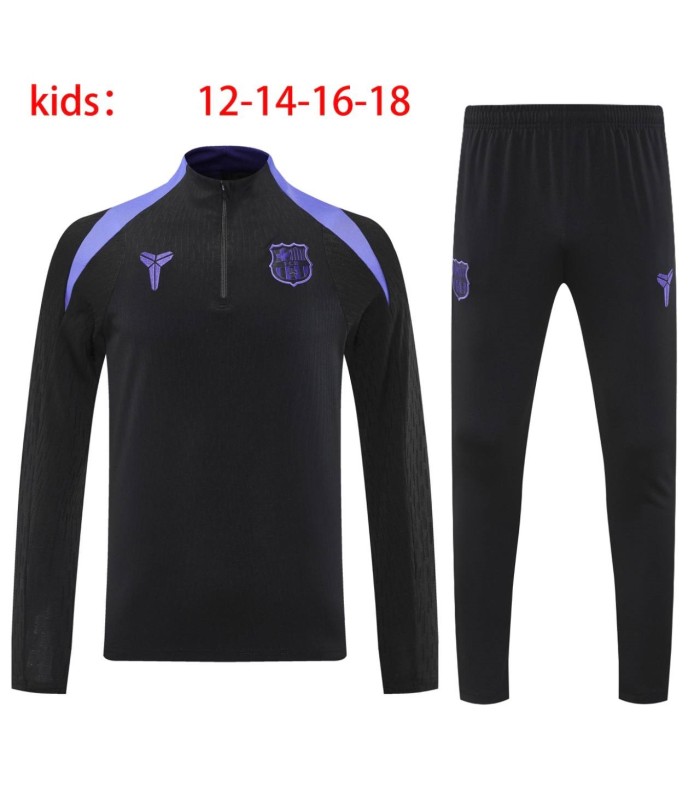 گرمکن شلوار نیم زیپ بچگانه تیم بارسلونا مشکی بنفش Barcelona Kid's sweatpants