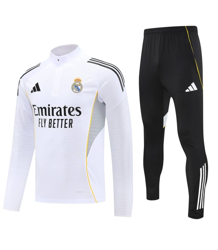 گرمکن شلوار نیم زیپ تیم رئال مادرید سفید Real Madrid sweatpants WB