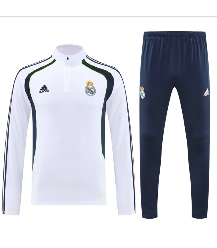 گرمکن شلوار نیم زیپ تیم رئال مادرید سفید Real Madrid sweatpants WG