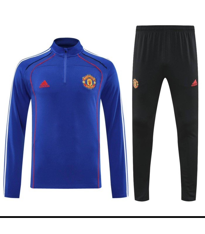 گرمکن شلوار نیم زیپ تیم منچستر یونایتد آبی Manchester United sweatpants Blue