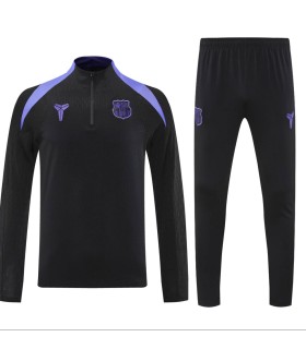 گرمکن شلوار نیم زیپ تیم بارسلونا مشکی Barcelona sweatpants Black