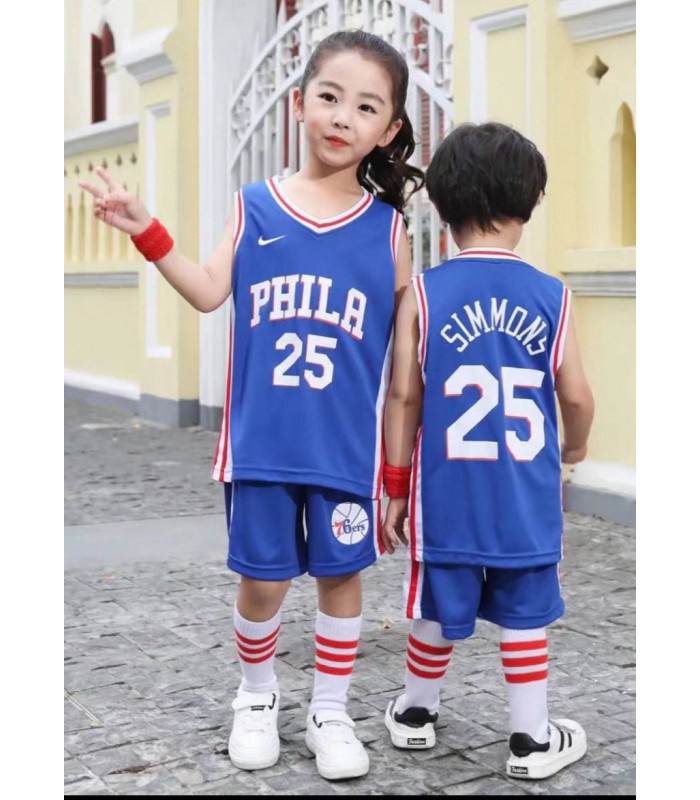 رکابی و شورت بسکتبالی بچگانه فیلا آبی PHILA Jersey Kid's Basketball