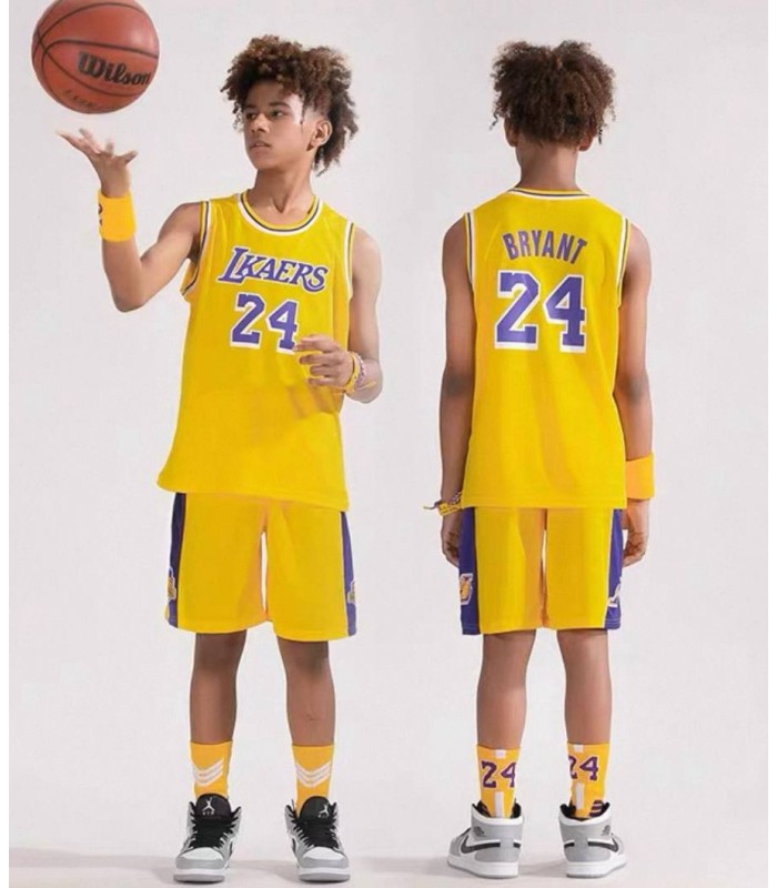 رکابی و شورت بسکتبالی بچگانه لیکرز 24 زرد Lkaers Jersey Kid's Basketball