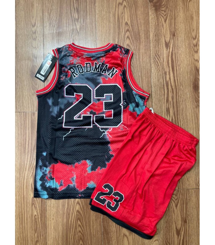 رکابی و شورت بسکتبالی بچگانه بولز 23 قرمز مشکی BULLS Jersey Kid's Basketball
