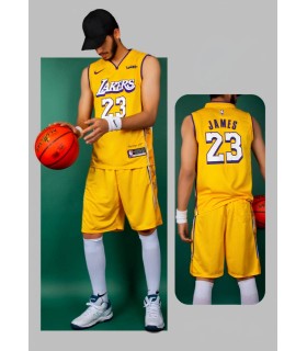 رکابی و شورت بسکتبالی لیکرز زرد Lakers 23 Yellow Basketball Jersey 2026
