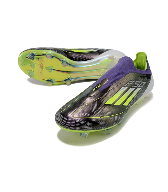 کفش فوتبال بدون بند آدیداس اف پنجاه طرح اصلی Adidas F50+ Adizero FG Purple/Yellow/Blue